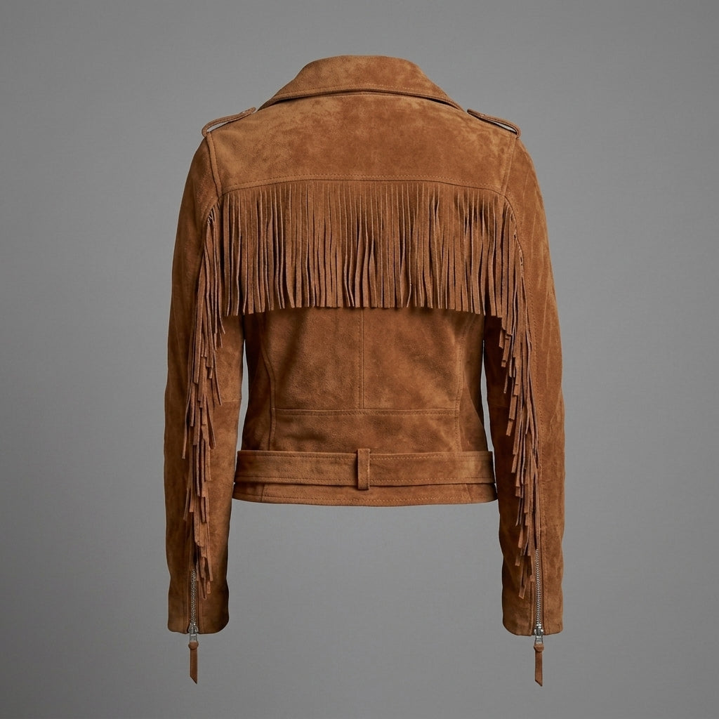 Women's Suede Belted Moto Jacket