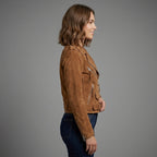 Women's Suede Belted Moto Jacket