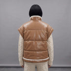 Women's Tan Shearling Leather Vest