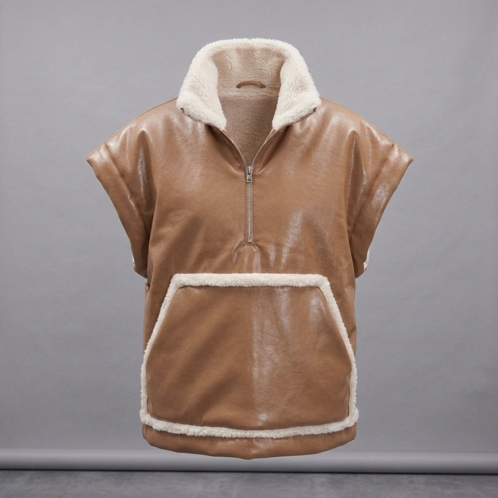 Women's Tan Shearling Leather Vest
