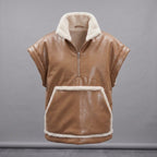 Women's Tan Shearling Leather Vest