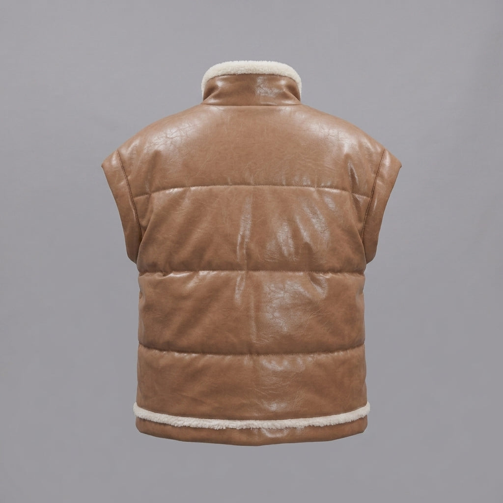 Women's Tan Shearling Leather Vest