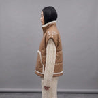 Women's Tan Shearling Leather Vest