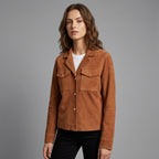Women's Tan Suede Shirt Jacket