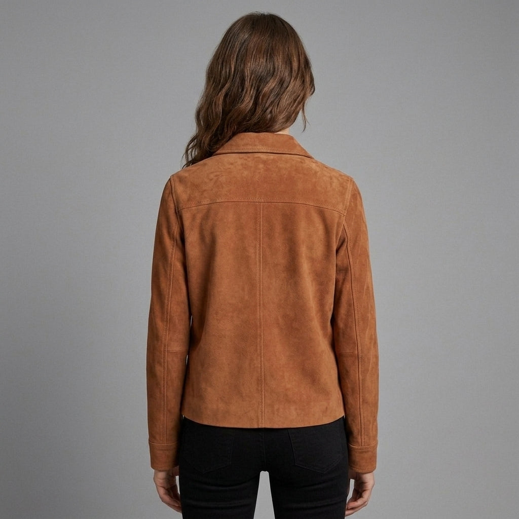 Women's Tan Suede Shirt Jacket