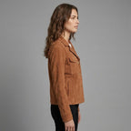 Women's Tan Suede Shirt Jacket