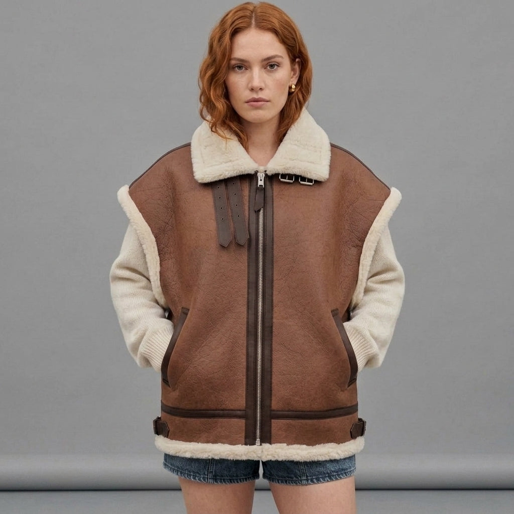 Women's Distressed B-3 Aviator Shearling Vest
