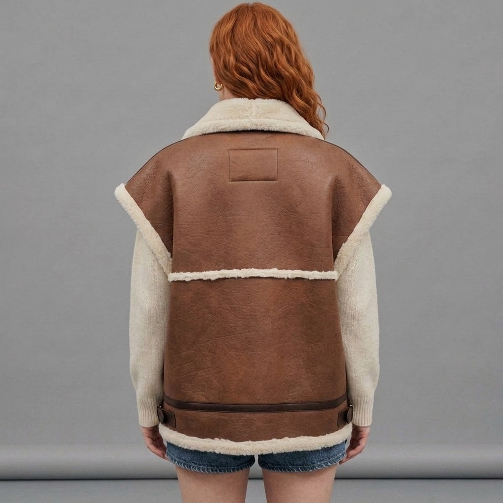 Women's Distressed B-3 Aviator Shearling Vest