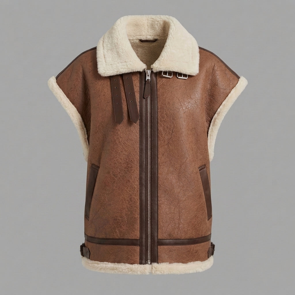 Women's Distressed B-3 Aviator Shearling Vest