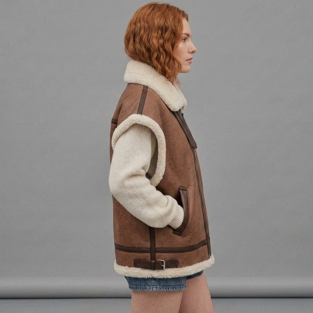 Women's Distressed B-3 Aviator Shearling Vest