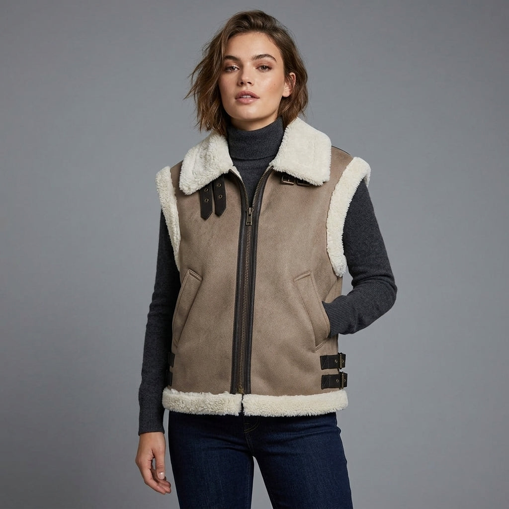 Women's B-3 Aviator Shearling Leather Vest