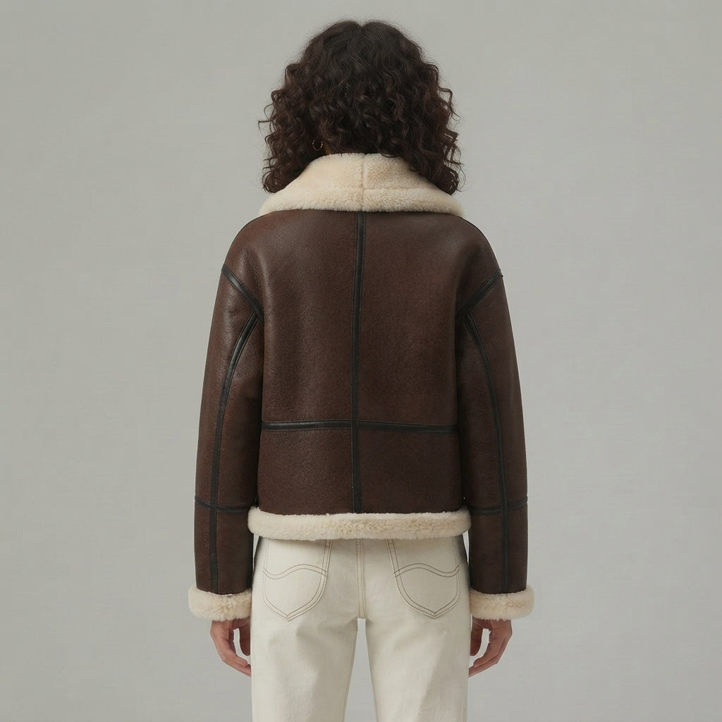 Women's B-3 Vintage Brown Shearling Jacket