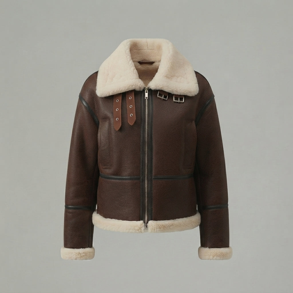 Women's B-3 Vintage Brown Shearling Jacket