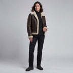 Women's B-3 Dark Brown Shearling Leather Jacket