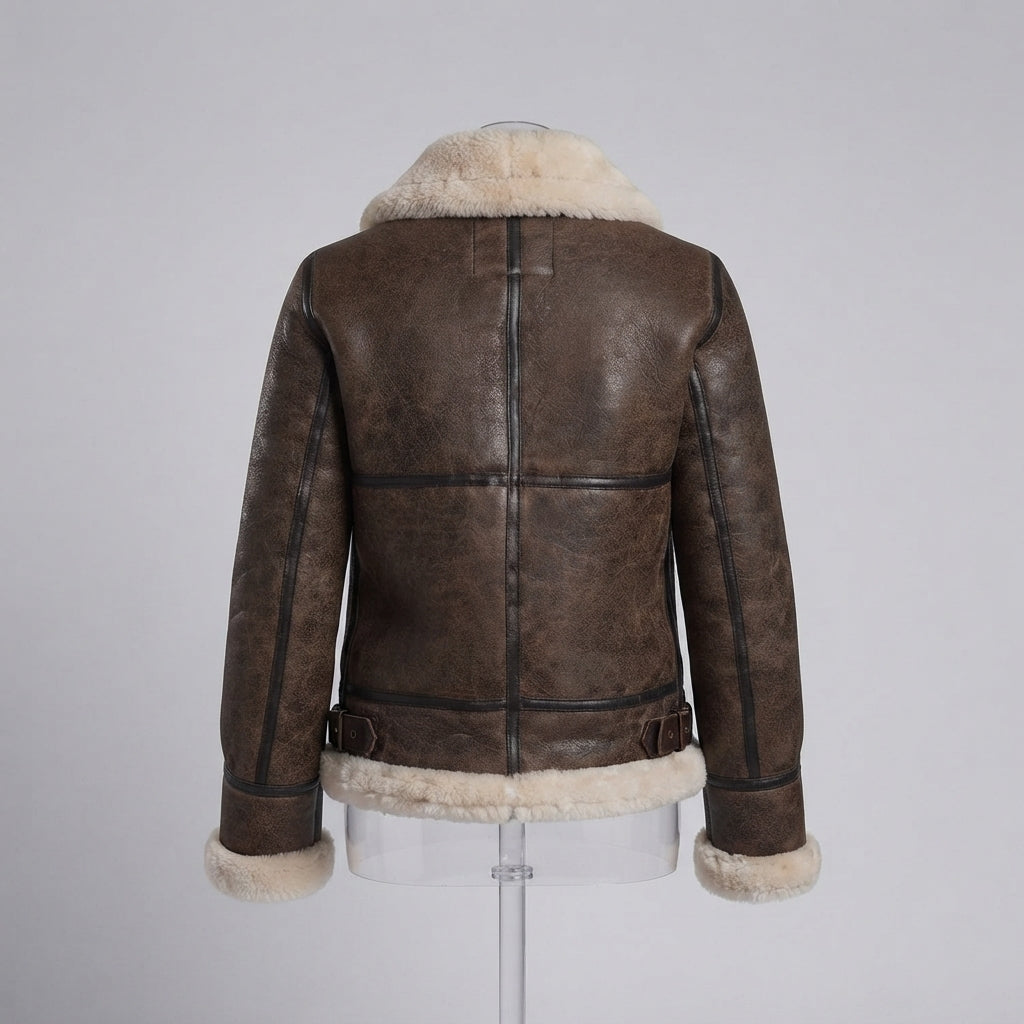 Women's B-3 Dark Brown Shearling Leather Jacket