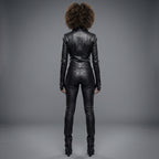 Women's Belted Leather Moto Suit