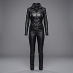 Women's Belted Leather Moto Suit