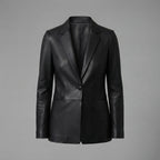 Women's Classic Black Leather Blazer
