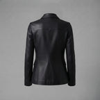 Women's Classic Black Leather Blazer