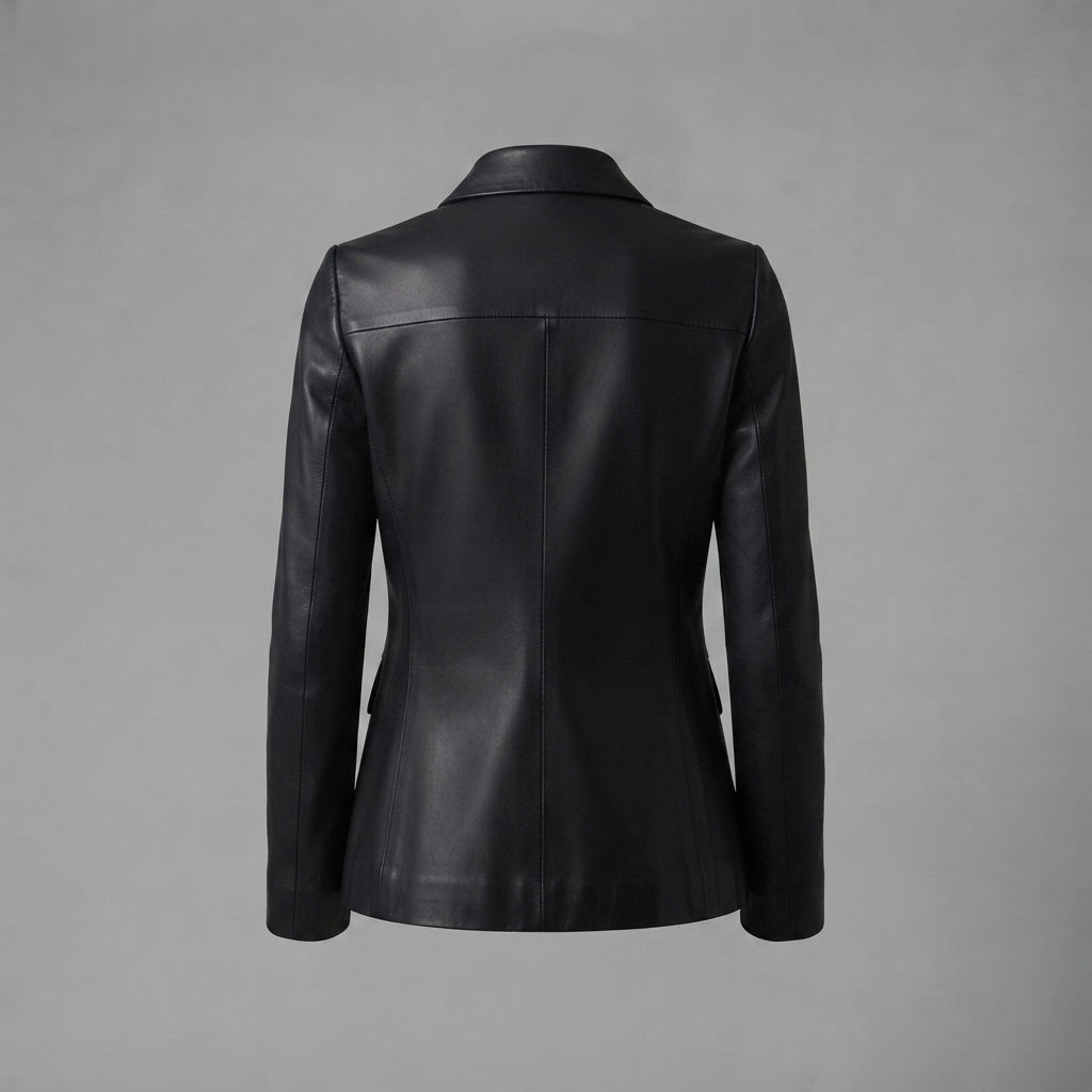 Women's Classic Black Leather Blazer