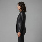 Women's Classic Black Leather Blazer
