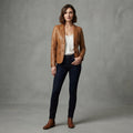 Women's Classic Caramel Leather Blazer