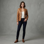 Women's Classic Caramel Leather Blazer