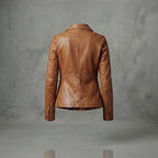 Women's Classic Caramel Leather Blazer