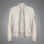 Women's Cream Leather Bomber Jacket