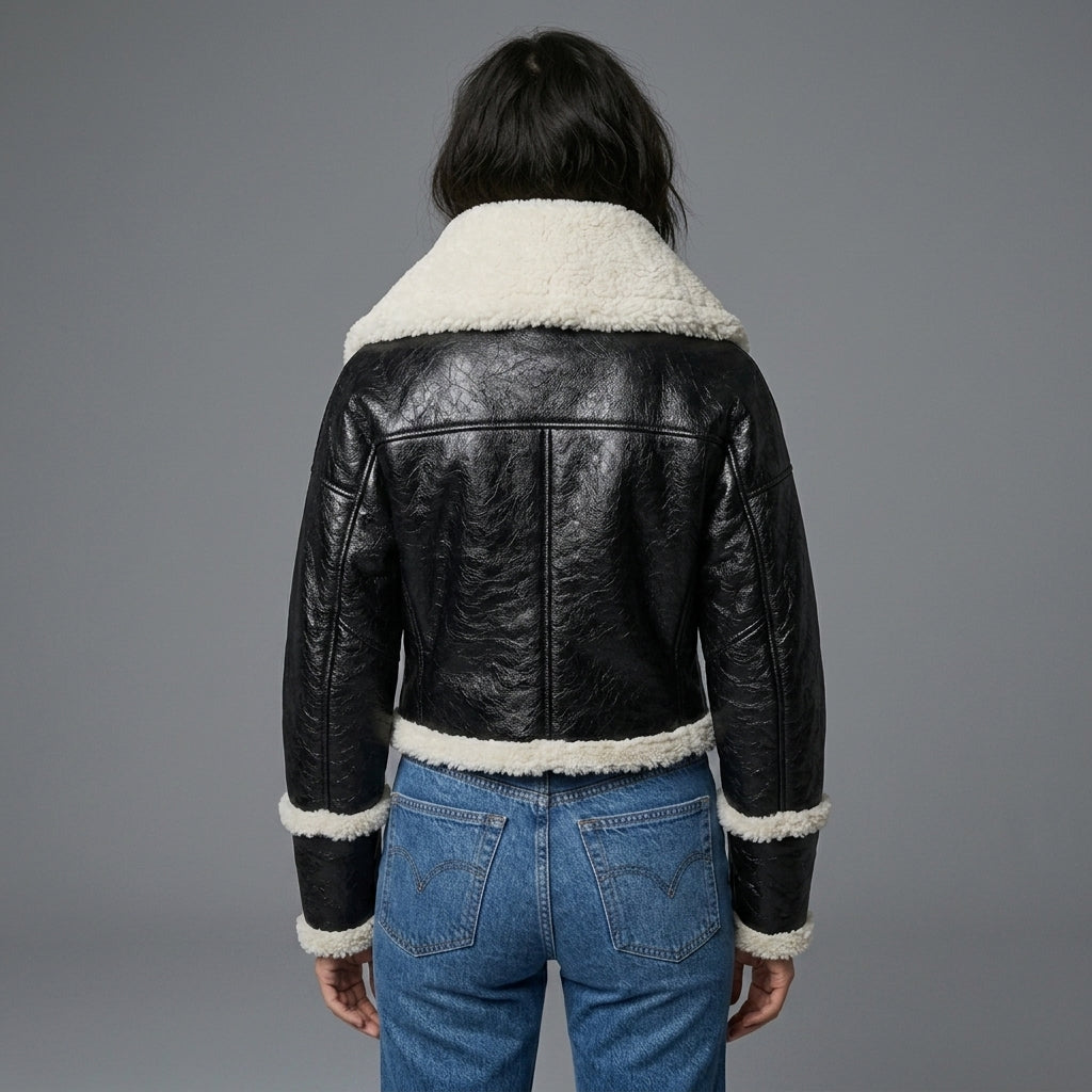 Cropped B-3 Shearling Leather Jacket