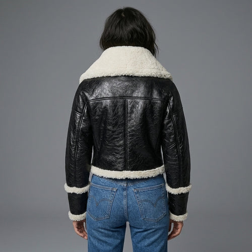 Cropped B-3 Shearling Leather Jacket