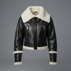 Cropped B-3 Shearling Leather Jacket