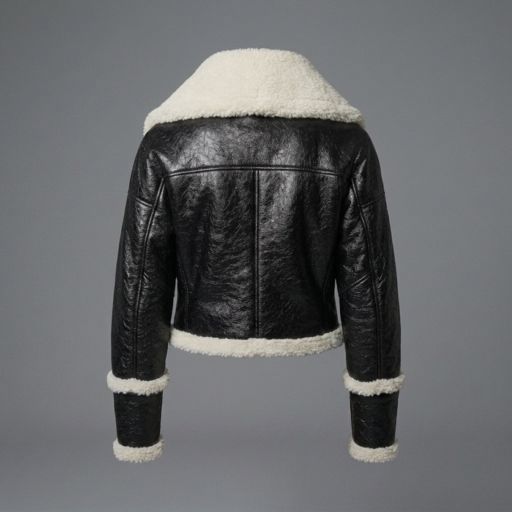 Cropped B-3 Shearling Leather Jacket