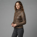 Women's Distressed Leather Café Racer Jacket