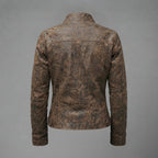 Women's Distressed Leather Café Racer Jacket