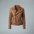 Women's Distressed Camel Leather Jacket