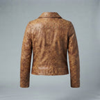 Women's Distressed Camel Leather Jacket