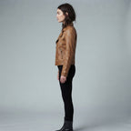 Women's Distressed Camel Leather Jacket