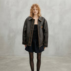 Women's Classic Distressed Leather Aviator Jacket