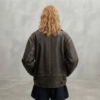 Women's Classic Distressed Leather Aviator Jacket