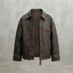 Women's Classic Distressed Leather Aviator Jacket