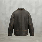 Women's Classic Distressed Leather Aviator Jacket