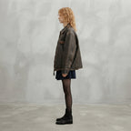 Women's Classic Distressed Leather Aviator Jacket