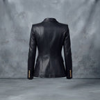 Women's Double-Breasted Leather Blazer
