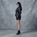 Women's Double-Breasted Leather Blazer