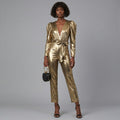 Gilded Tie-Waist Leather Jumpsuit