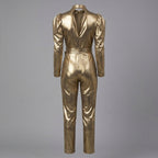 Gilded Tie-Waist Leather Jumpsuit