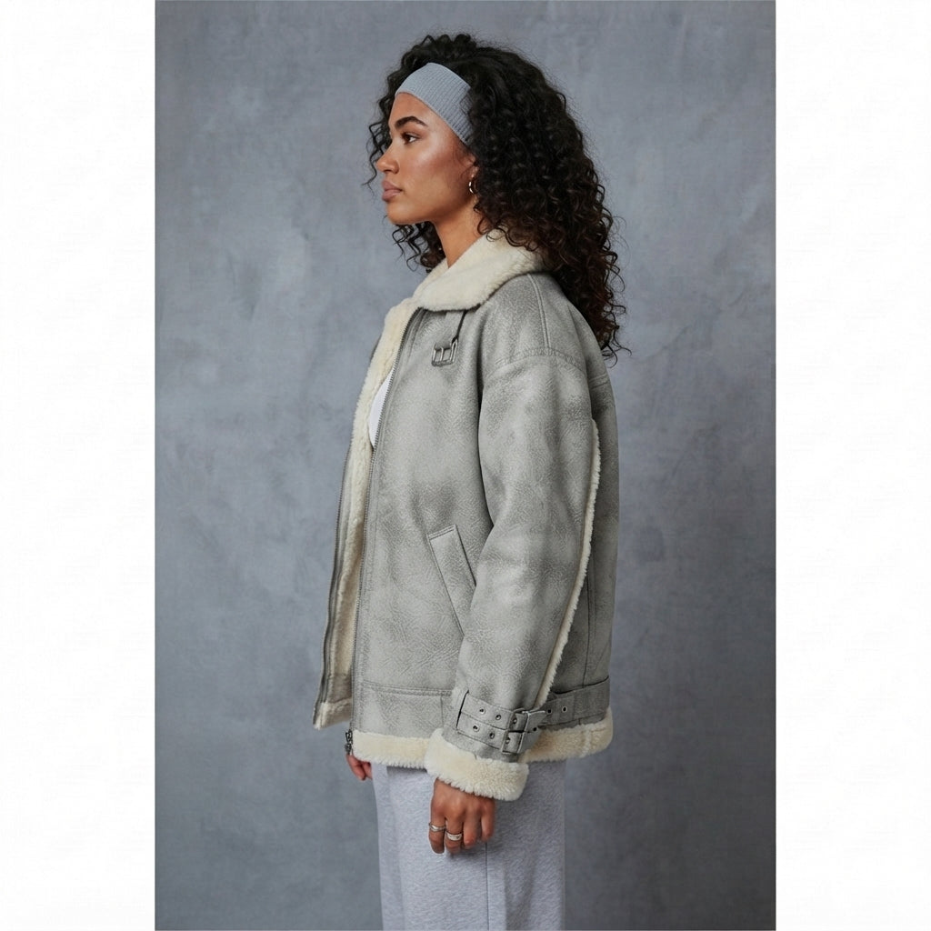 Women's Glacier Distressed Leather Flight Jacket