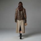 Women's Heavy Distressed Leather Biker Jacket with Side Zips
