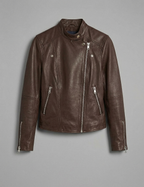 Women's Heritage Brown Leather Biker Jacket